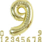 Toniful 40 Inch Light Gold Large Numbers Balloon 0-9 Birthday Party Decorations,Foil Mylar Big Number 9 Balloon Digital 9 For Bi