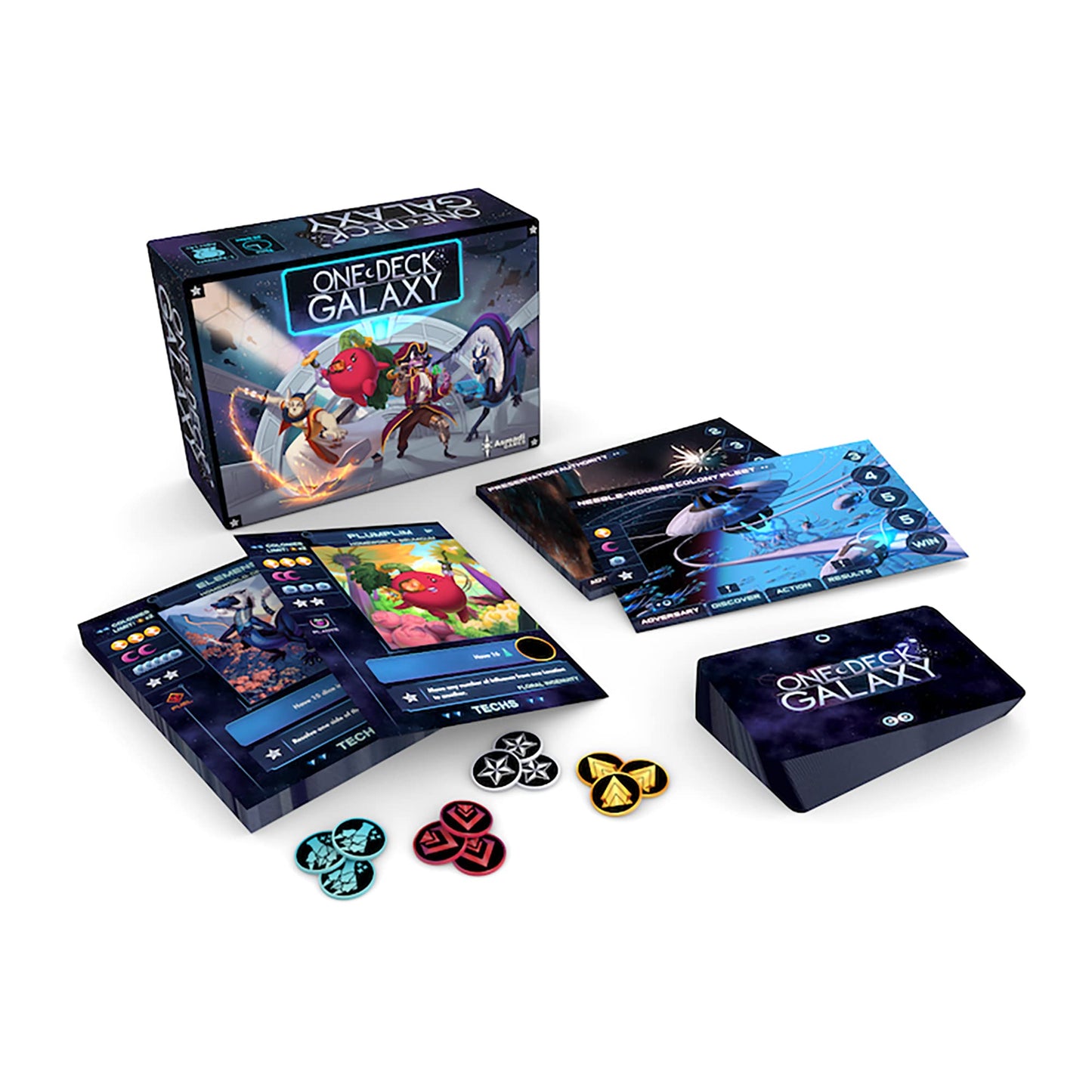 Asmadi Games One Deck Galaxy - Asmadi Games, Cooperative Card Game, A Whole Galaxy In One Deck, 1-2 Players, 30-60 Min, Ages 14+ Blue