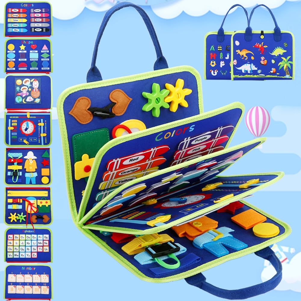 Busy Board For 1 Year Old, Montessori Toys For 1 2 3 4 Years Old Toddlers Baby Sensory Toys Busy Book Preschool Learning Activities Airplane Car Travel Toys Birthday Gifts For Boys Girls 12 Months