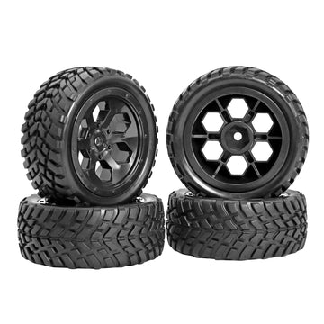 RC Station 12mm Hex RC Wheels and Tires for Hyper Go H16BM H14BM Tires and Wheels 1/14 1/16 with Foam Inserts for Traxxas Wltoys