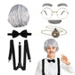 Fraiieon 1920S Old Man Costume Set For Kids - 100Th Day Of School Grandpa Cosplay Accessories (Wig, Glasses, Bow Tie, Suspenders