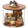 Spilay Dollhouse DIY Miniature Wooden Furniture Kit Mini Handmade Doll House Model with Dust Cover & LED 1:24 Scale Creative Woodcrafts Toys for mature-themed Friend Lover Birthday Gift B32