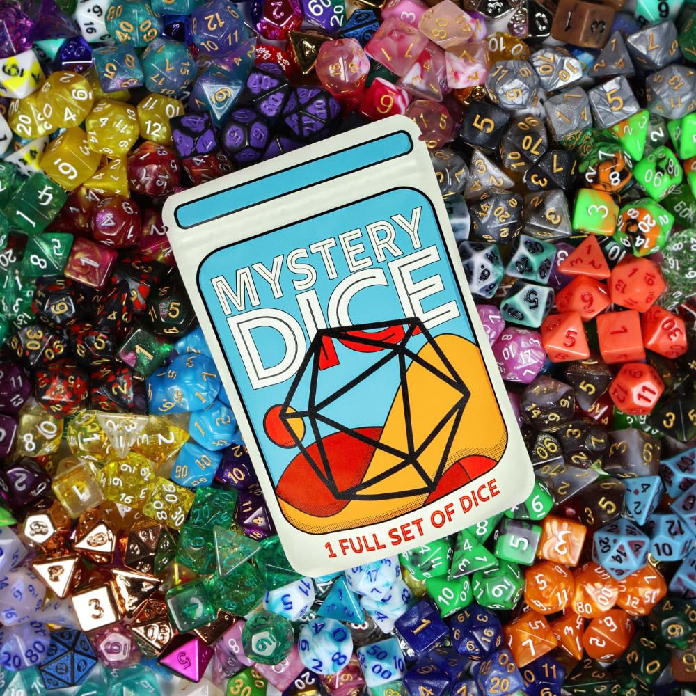 1985 Games Mystery Dice, Set of 7 Polyhedral Dice, Wide Range of Patterns, Gaming Dice, Suitable for Role Playing, Table Games (