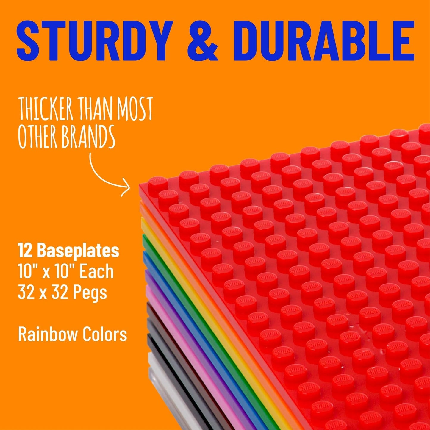 Strictly Briks Classic Stackable Baseplates  for Building Bricks  Bases for Tables  Mats  and More  100% Compatible with All Major Brands  Rainbow
