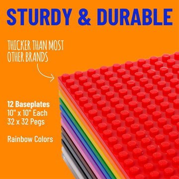 Strictly Briks Classic Stackable Baseplates  for Building Bricks  Bases for Tables  Mats  and More  100% Compatible with All Major Brands  Rainbow
