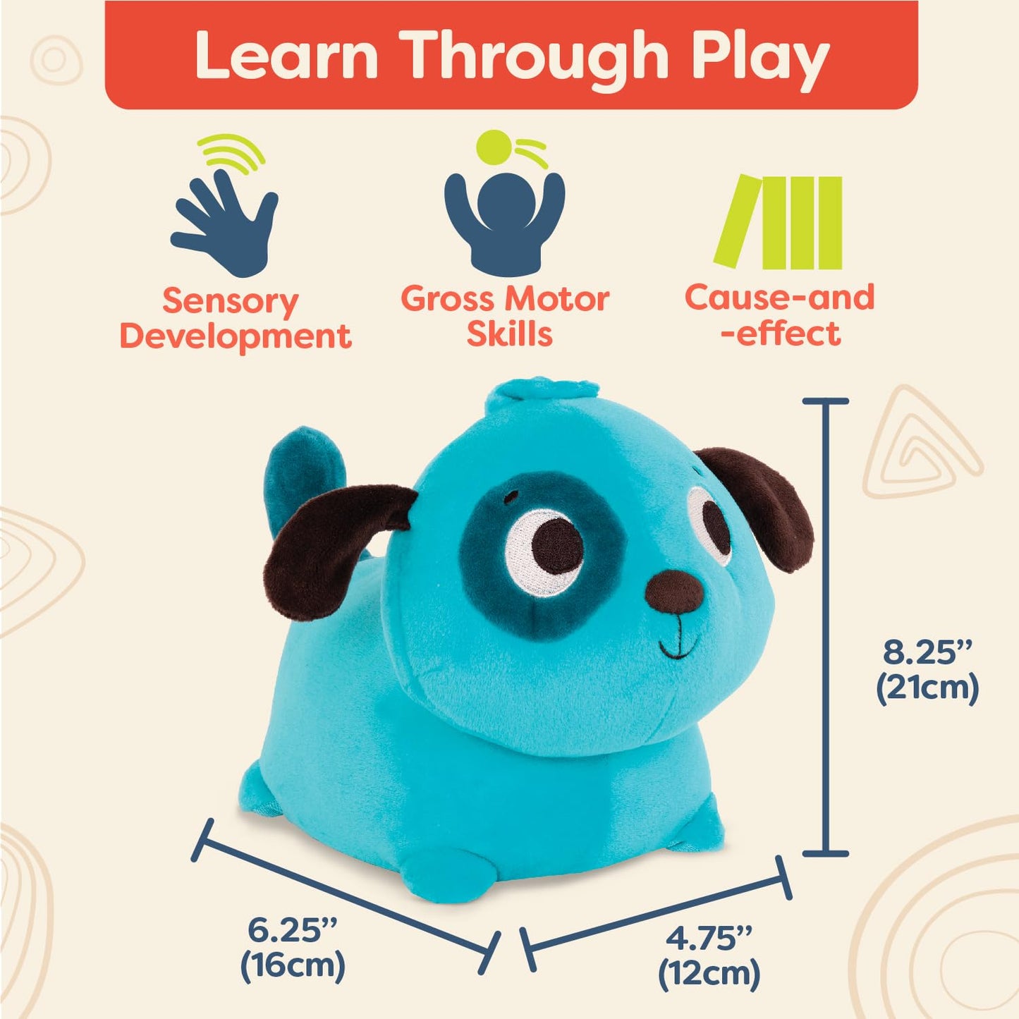 B. Toys - Plush Crawling Toy Dog - Interactive Plush Dog – Stuffed Animal – Washable Tummy Time Barking Plush Toy With Movement & Sounds- Toys For Babies, Toddlers – 1 Year +