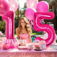 Suwen 40 Inch Hot Pink Large 15 Number Balloons Big Foil Helium Number Balloons 0-9 Jumbo Happy 15Th Mylar Birthday Party Decora