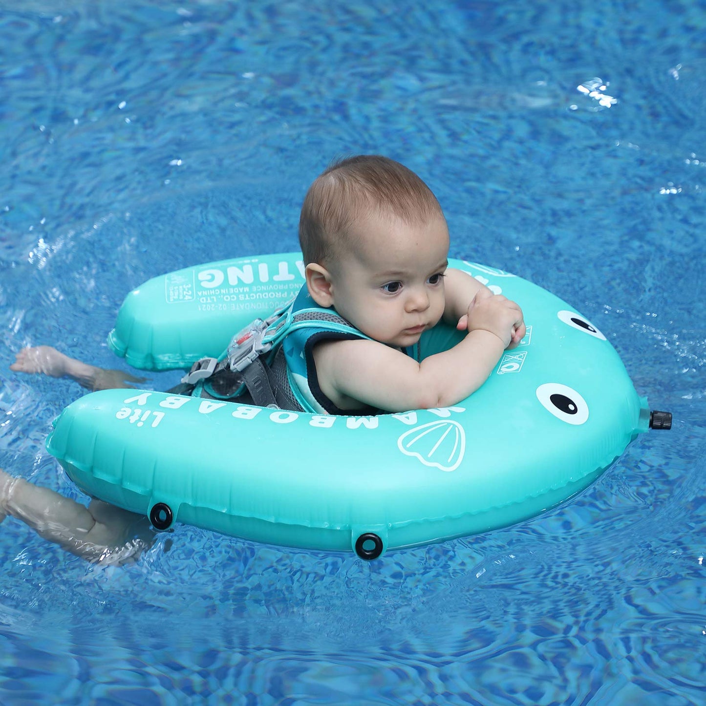 Mambobaby Newest Compressible Folding Baby Self-Inflating Float with Sun Canopy - Pink