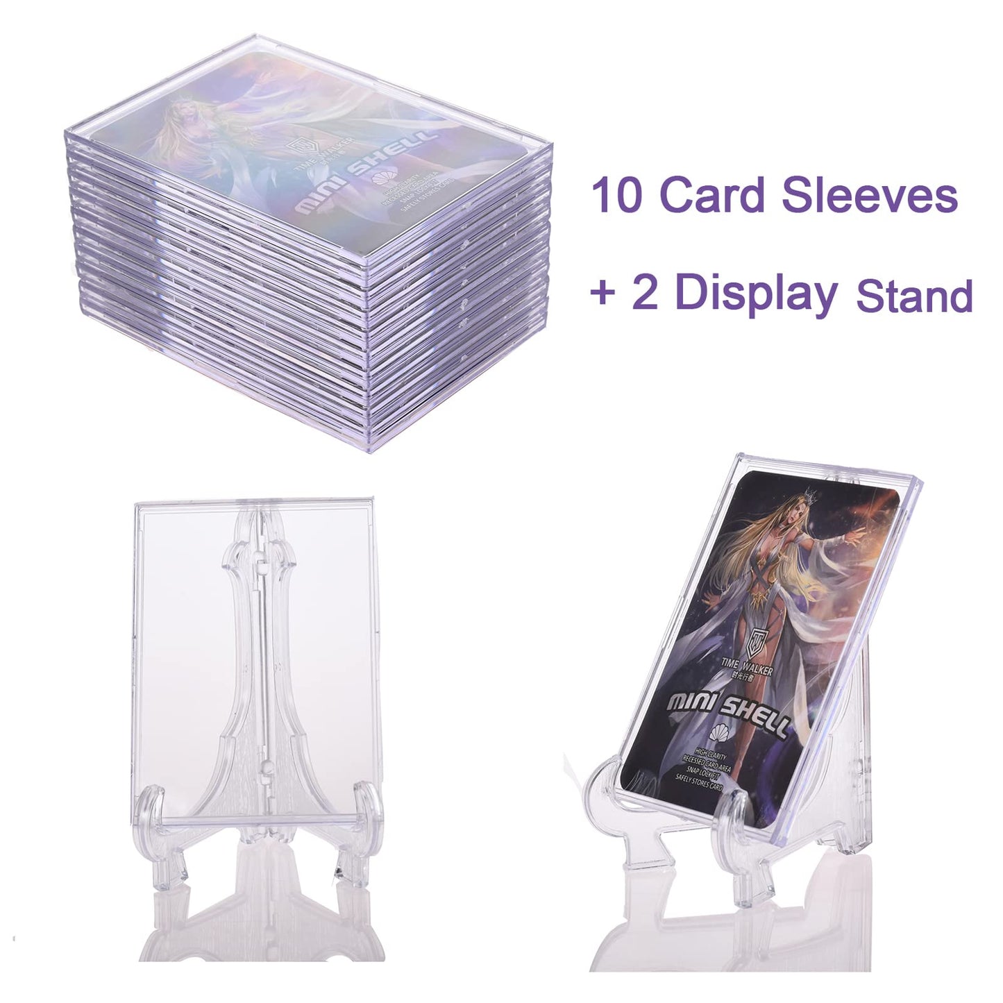 Utctbc Cards Sleeves Top Loaders 10 Hard Acrylic Card Protector Clear Card Brick + 2 Display Stand Fit For Trading Cards,Standar