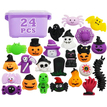 24PCS Halloween Mochis Squishies for Kids  Mochi Squishy Toys Bulk  Halloween Fidget Toys for Trick or Treat  Basket Goodie Bags Stuffers  Treasure Box  Boys  Girls  Classroom Party Favors  Gifts