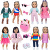 Ebuddy Doll Clothes And Accessories 8 Sets Outfit With Shoes Backpack Glasses Camera Pad For 18 Inch Girl Doll,Most 18 Inch Dolls(Doll Not Include)