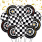 Stcomart 18 Inch Race Car Wheel Balloons, Black And White Checkered Balloons For Birthday Party, Race Car Theme Party, 12 Pcs