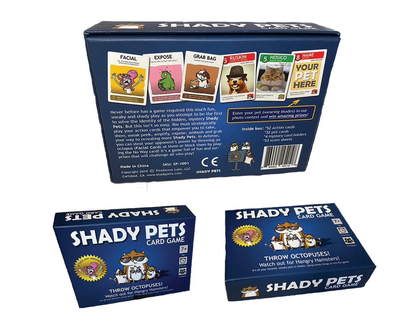 Shady Pets Card Game - Fun Family Game for 2-6 Players, Perfect for Game Night, Travel, and Parties, Blue, Model SP-1001