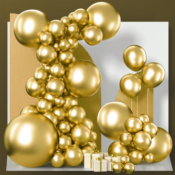 Partywoo Metallic Gold Balloons, 100 Pcs Gold Metallic Balloons Different Sizes Pack Of 36 Inch 18 Inch 12 Inch 10 Inch 5 Inch Chrome Gold Balloons For Balloon Garland As Party Decorations, Gold-G101