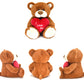 HWD 10'' Teddy Bear - Soft Plush Doll with Red Heart, Brown - Gifts for Her/Girlfriend/Mom/Kids, Model QRJ023X