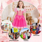 Benylion Princess Dress Pink Princess Dresses For Girls Toddler Dress Up With Accessories Cosplay Party For Kid 8-9Years Old Pri