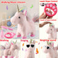 Pink Walking Unicorn Toy Set Singing Dancing Electronic Plush Unicorn With Control Leash, Realistic Footsteps Nodding Tail Wagging Pretend Dress Up Cute Wings Animated Stuffed Unicorn Gift For Girl