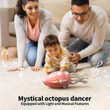 SWTOIPIG Electric Dancing Octopus Toy with Led Light and Music  Kids Electric Crawling Octopus Tummy Time Toys  Rechargeable Interactive Sensory Toys for Christmas Birthday Gift (Pink)