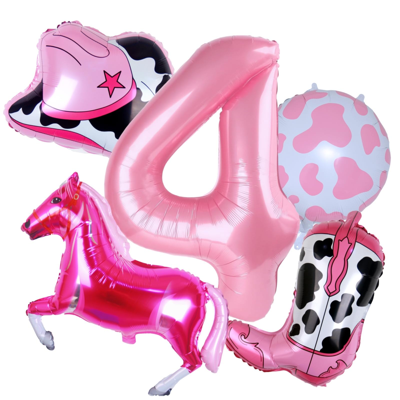 Kwuz Cowgirl Balloons Western Cowgirl 4th Birthday Party Decorations, Farm Themed Girls Rodeo Birthday Party Decor Supplies Favo