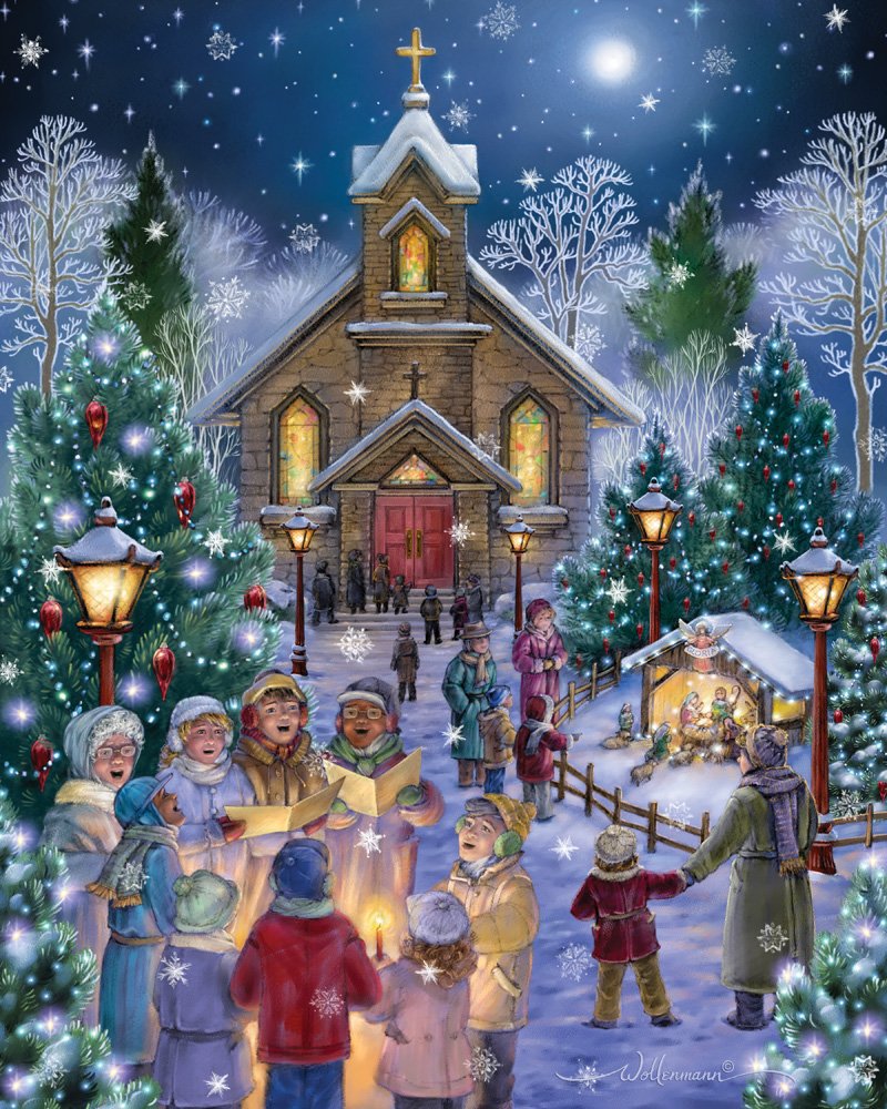 Vermont Christmas Company Midnight Mass Jigsaw Puzzle 1000 Piece 30'X24' - Puzzle For Adults - Fully Interlocking Pieces - Unique, Randomly Shaped Pieces
