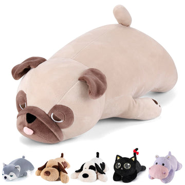 Meowtastic Pug Weighted Stuffed Animals - 21 Inch 3.5 Pounds Weighted Plush Bulldog Stuffed Animals - Big Stuffed Pug Weighted Plush Pillow - Cute Plush Toys Gifts For Kids & Adults (21' 3.5 Lbs)