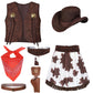 Cowgirl Costume For Girls 6Pcs Set Kids Dress Up Birthday Halloween Party Cosplay 11-12 Years