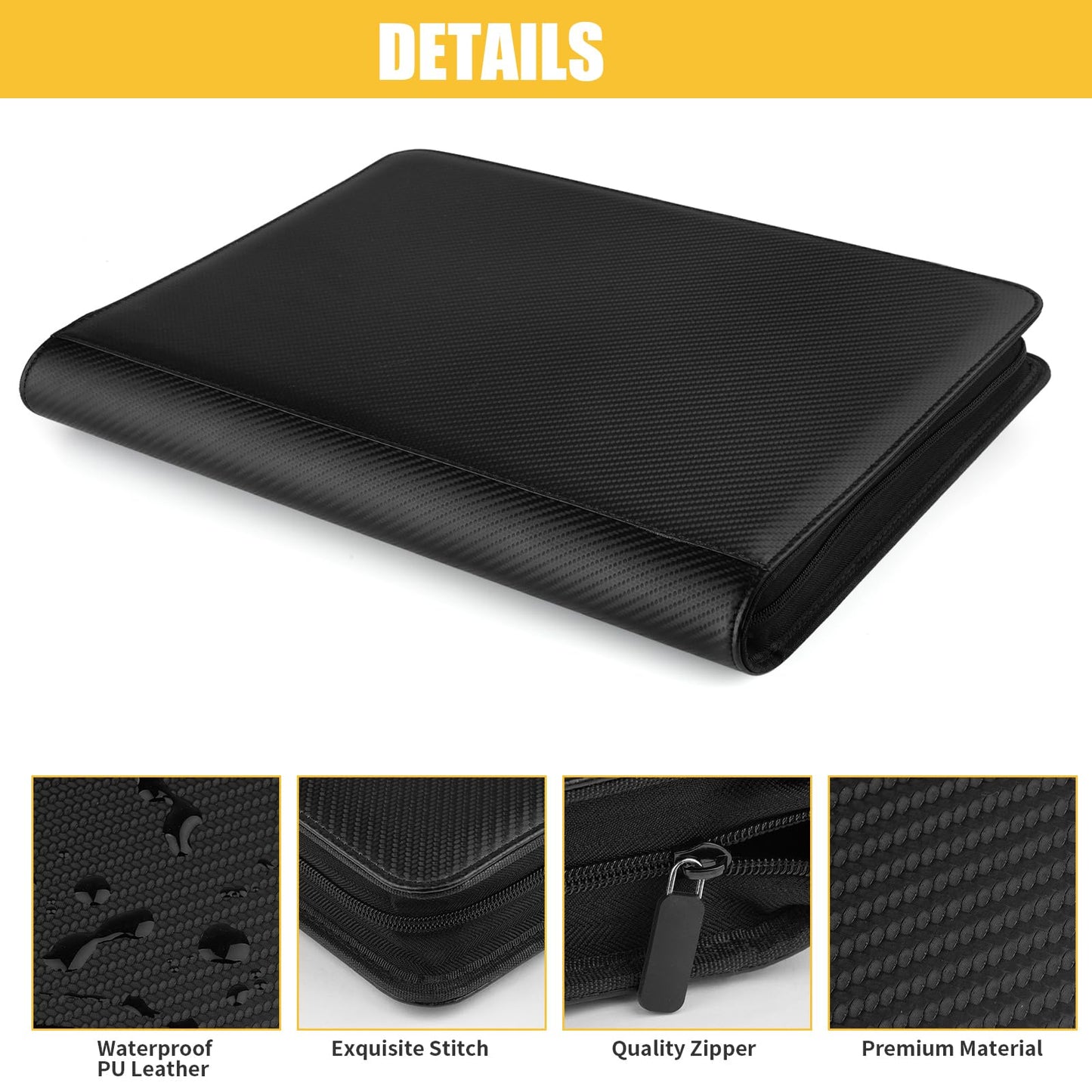 Trading Card Binder 12 Pocket  GERMUN PU Cover Card Binder for 720 Cards  enhanced Trading Card Holder Folders  Double Sided Pocket Card Album for MTG  TCG (Carbon Black)