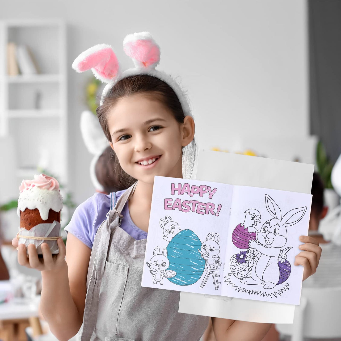 24 Pcs Easter Coloring Books with 24 Stacking Crayons for Kids Party Favors Easter Holiday Activity Books Rainbow Crayons Easter