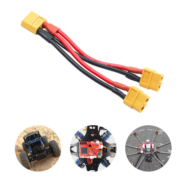 RIIEYOCA XT60 Parallel Battery Connector 14AWG Cable Dual Extension Y Splitter Male to Female for RC Quadcopter(XT60-Male to 2 F