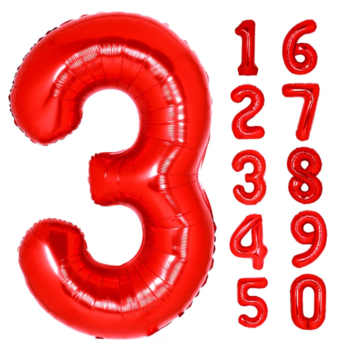 40 Inch Giant Red Number 3 Balloon, Helium Mylar Foil Number Balloons For Birthday Party, 3Rd Birthday Decorations For Kids, Ann