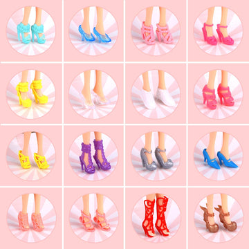 JANYUN 30 Pairs Doll Shoes Various Styles Replacement High Heel Boot Assorted Colors Shoes Set Bulk for 12 Dolls Closet