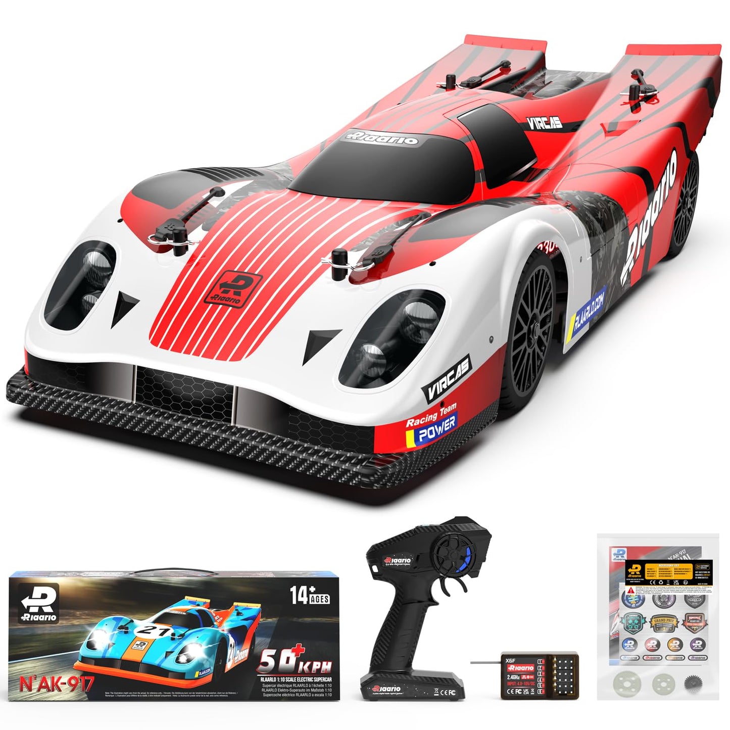 AMORIL 1/10 AK-917 Fast RC Cars for Adults, Top Speed 60 KM/H On-Road RTR Supercar with 80A Brushed ESC,550 13T Motor and 1 * 33