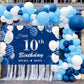 10Th Birthday Backdrop Banner, Double Digits 10Th Birthday Photography Background Blue Silver, Happy 10Th Birthday Decoration Fo