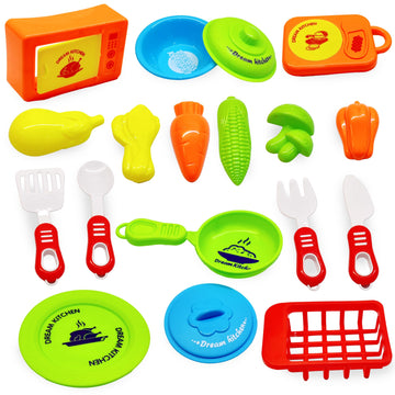 FunBlast Kitchen Play Set for Girl  16 Pcs Play Food Cooking Toys for Girls, Role Play Toys for Kids, Real Cooking Play Set for