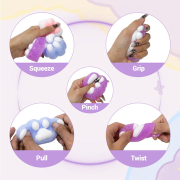 3Pcs Taba Squishy Cat Paws Squishies Toys, Kawaii Mochi Squishy Sensory Toys,Fidget Toys Cat Paw Sticky Squishy, Stress Relief S