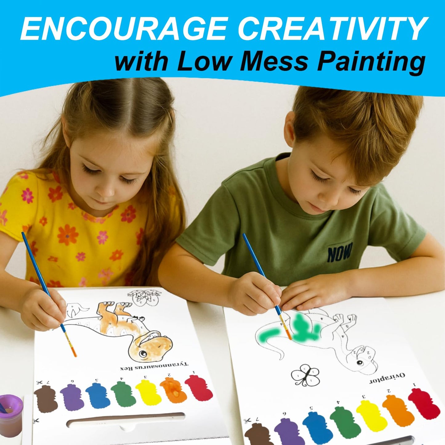 ALNETI Watercolor Painting Books for Toddlers - Dinosaur Arts & Crafts Kit, Large Art Paper, Ages 3-7, Perfect Dino Gifts