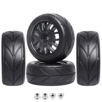 GoHobby 12mm Hex 1/10 On Road Wheels and Tires Soft With Foam Inserts for RC Touring Car Traxxas 4tec 2.0 Tamiya TT02 TT01 Drift