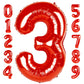 Number Balloon Red 3 Balloon 40 Inch, Large Mylar Foil Number 3 13 23 30Th 31 32 33 35 Birthday Party Decorations, 3 Year Old Bo