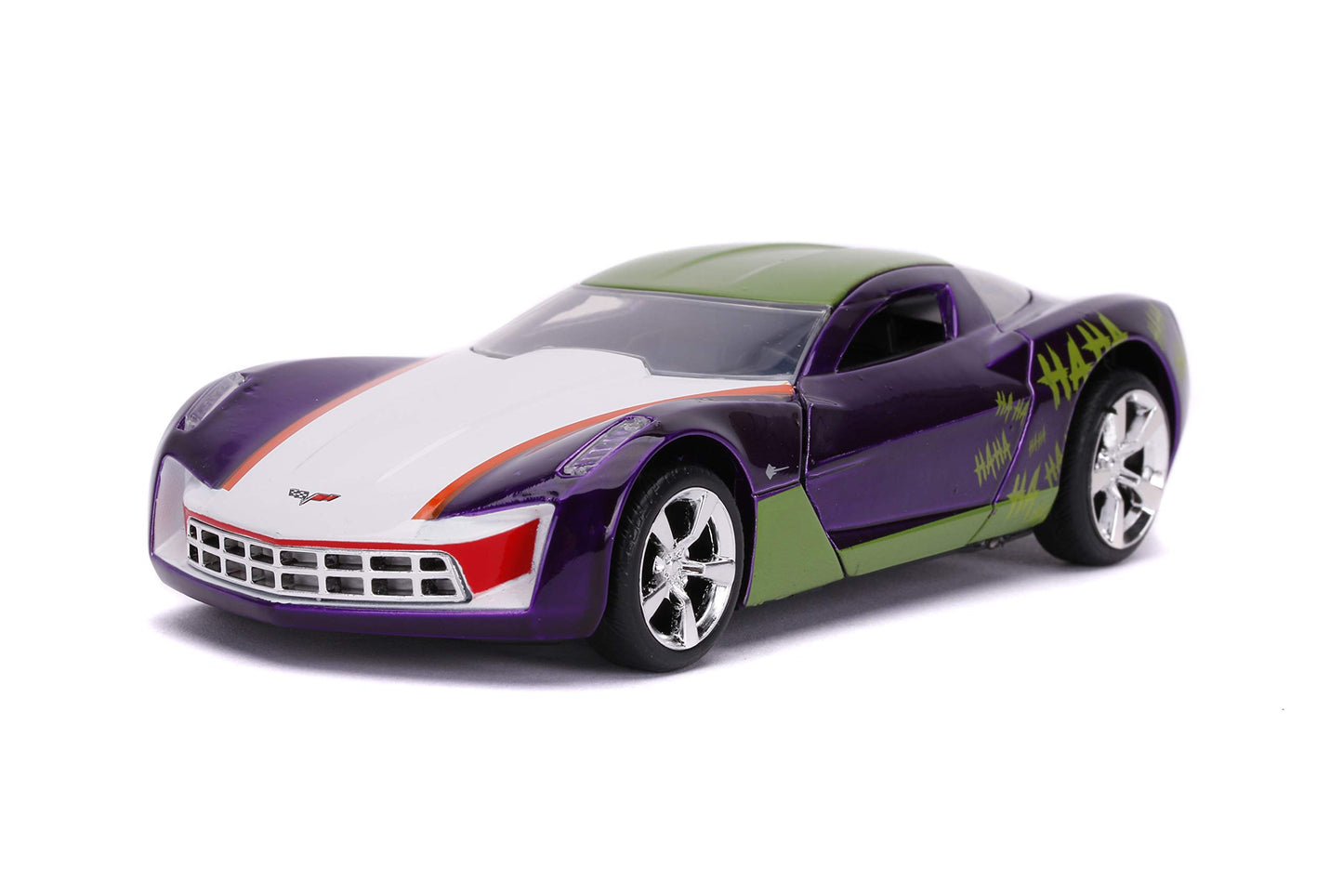 2009 Chevrolet Corvette Stingray ''Joker'' ''Dc Comics'' ''Hollywood Rides'' Series 1/32 Diecast Model Car By Jada
