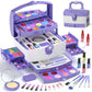 PERRYHOME Kids Makeup Set 56 Pcs Washable Real Cosmetics, Non-Toxic Frozen Toys, Purple, for Girls Ages 3-12