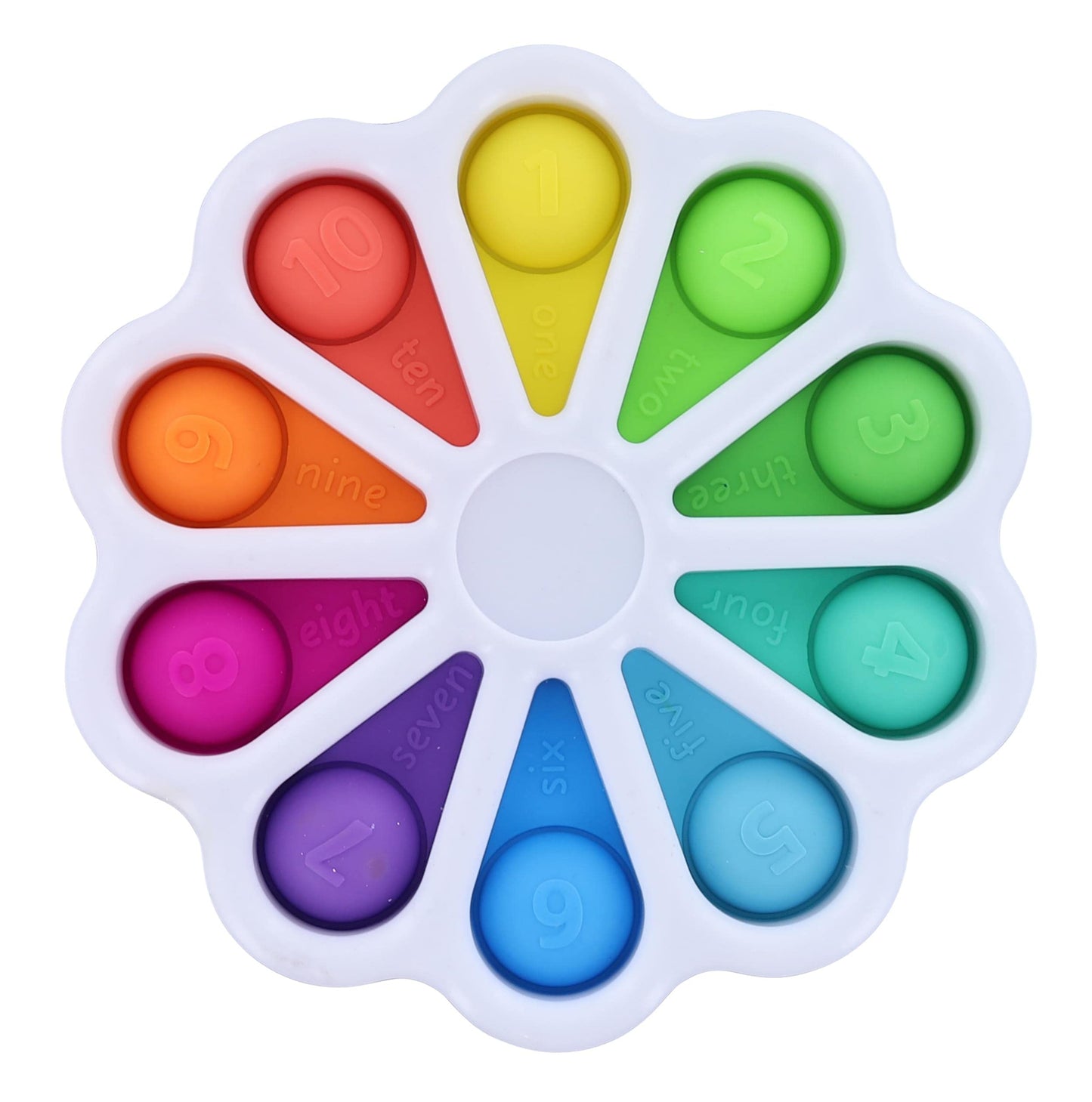 Toynk Pop Fidget Toy 10-Button Rainbow Numbers Silicone Bubble Popping Game