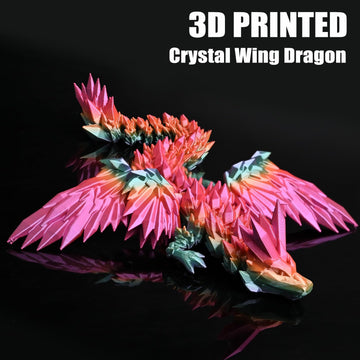 Locyfens 3D Printed Dragon With Wings Flying Dragon, Rainbow Articulated 3D Dragon Toys, 3D Printed Crystal Wing Dragon Without