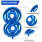 Biapian 40 Inch Blue Number 8 Balloons, Blue Large 8Th Birthday Balloons With 18'' Foil Blue Silver Heart Balloon Helium For 8Th