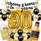 30Th Birthday Decorations For Him, 30 Birthday Decorations With 40 Inch Gold 30 Number Balloons, Cheers To 30 Years Banner,Fring