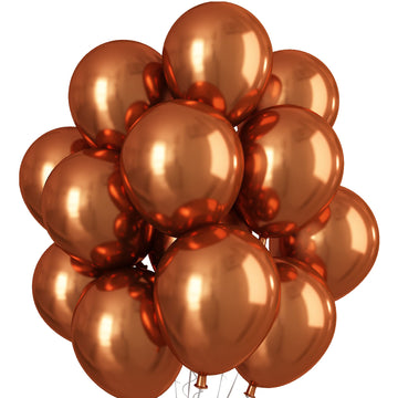 Chrome Orange Balloons 12 Inch, Double-Layered Metallic Dark Orange Balloons, Shiny Thick Chrome Metallic Burnt Orange Latex Helium Balloons For Birthday Wedding Graduation Party Decoration Supplies