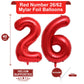 40 Inch Red 26 Number Balloons Giant Jumbo Huge 26 Or 62 Foil Mylar Helium Number Digital Balloons Red Birthday Mylar Digital Ba