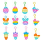 Woplagyreat 12 Pcs Kids Easter Fidget Keychain Toys, Mini Push Bubble Sensory Stress Toy, Toddler Girls Boys Party Favors, Goodie Bag Easter Gifts For Classroom Prize