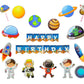 Fi  Flick In 23 Pcs Happy Birthday Banner Space Theme Birthday Decoration Space Galaxy Decoration Planet Astronaut Cutouts Cake