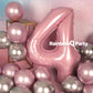Rainbowq Party 4 Balloon Number 40 Inch For Boy Or Girl Big Pink 0-9 Foil Mylar Large 4 Number Balloon Happy 4Th Birthday Party