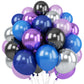 Outer Space Balloons, 12 Inches Galaxy Blue Purple Balloons With Metallic Black Silver Balloons, Outer Space Party Decorations F